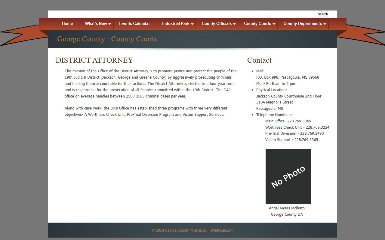 George County criminal court records and 19th Judicial District Attorney felony prosecution