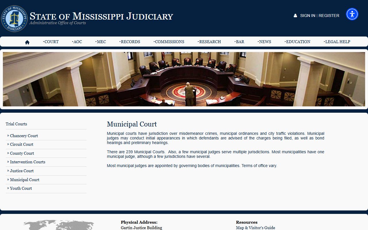 Mississippi Municipal Court jurisdiction page applied to George County city cases
