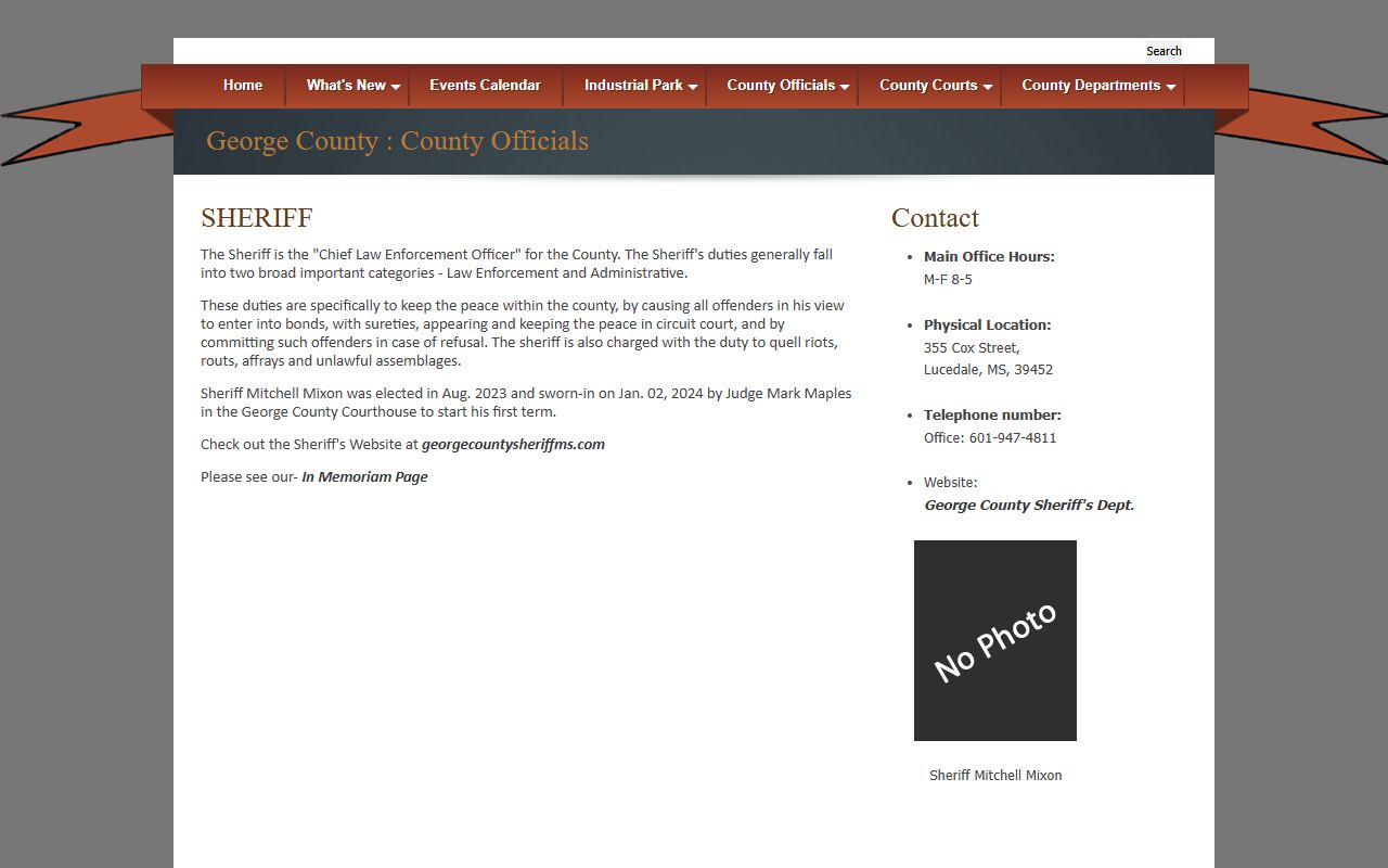 George County court records Sheriff department county page