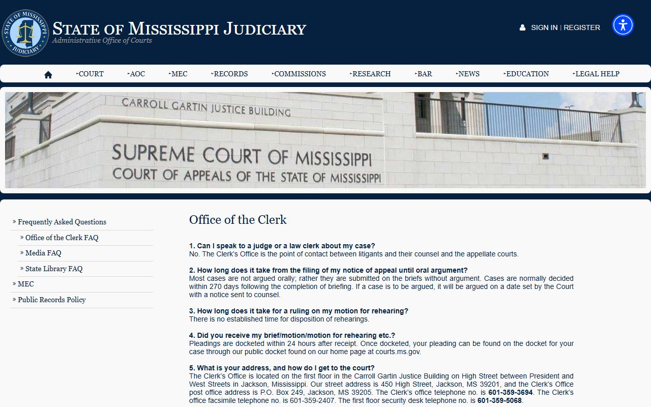 George County probate records search guidance on the Mississippi court clerk FAQ