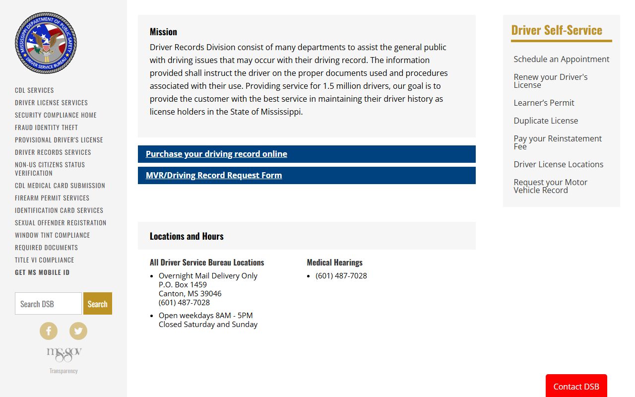 George County drivers access the Mississippi DPS traffic and driver records division